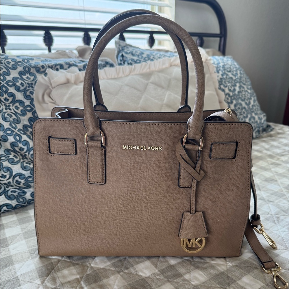Michael Kors Tan Satchel with Gold Hardware